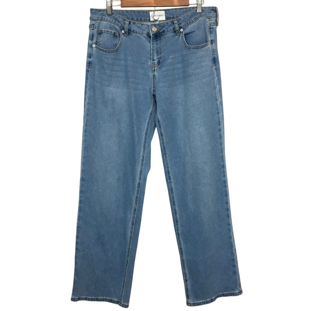 Poppy & Grace Straight Leg Jeans 30 Embroidered Heart Back Pocket Lived In Feel